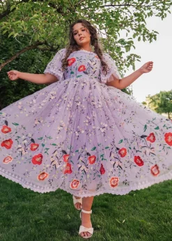 JessaKae Midi Dresses*Darla Dress EmbroideredLilac