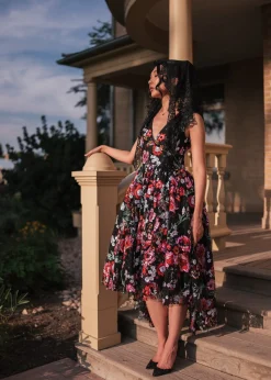 JessaKae Midnight Collection|Midi Dresses*Ebony Rose Dress Black