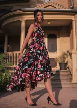 JessaKae Midnight Collection|Midi Dresses*Ebony Rose Dress Black