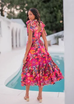 JessaKae Midi Dresses*Hibiscus Dress FuchsiaFloral
