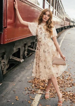JessaKae Holiday Dresses|Midi Dresses*Moonlight Dress Cream