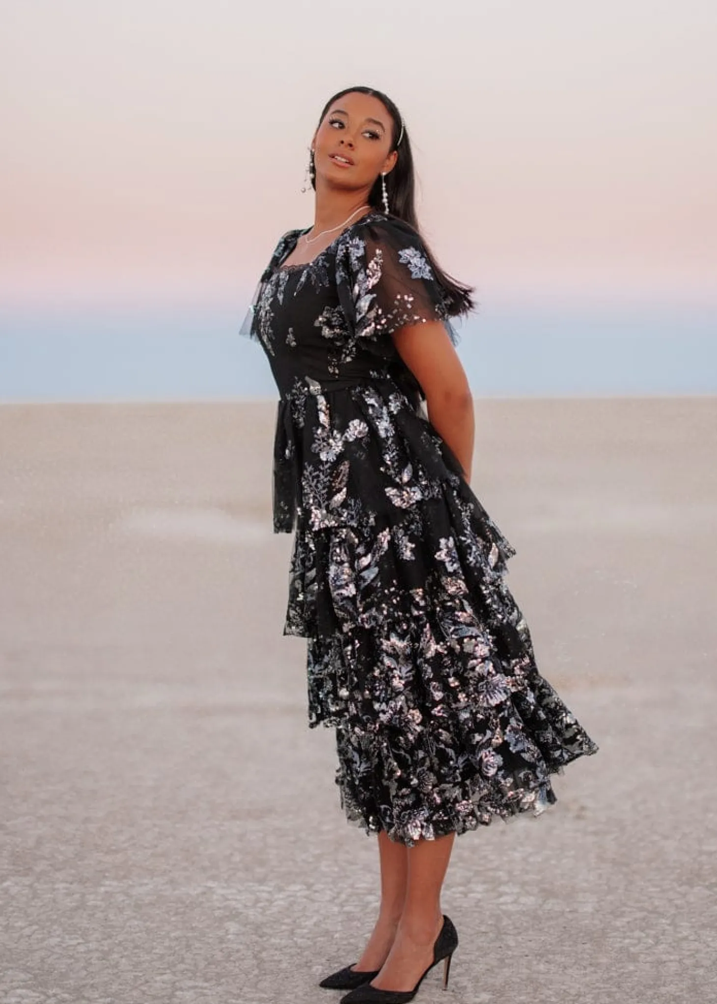 JessaKae Celestial Collection|Holiday Dresses*Selena Dress BlackShimmer