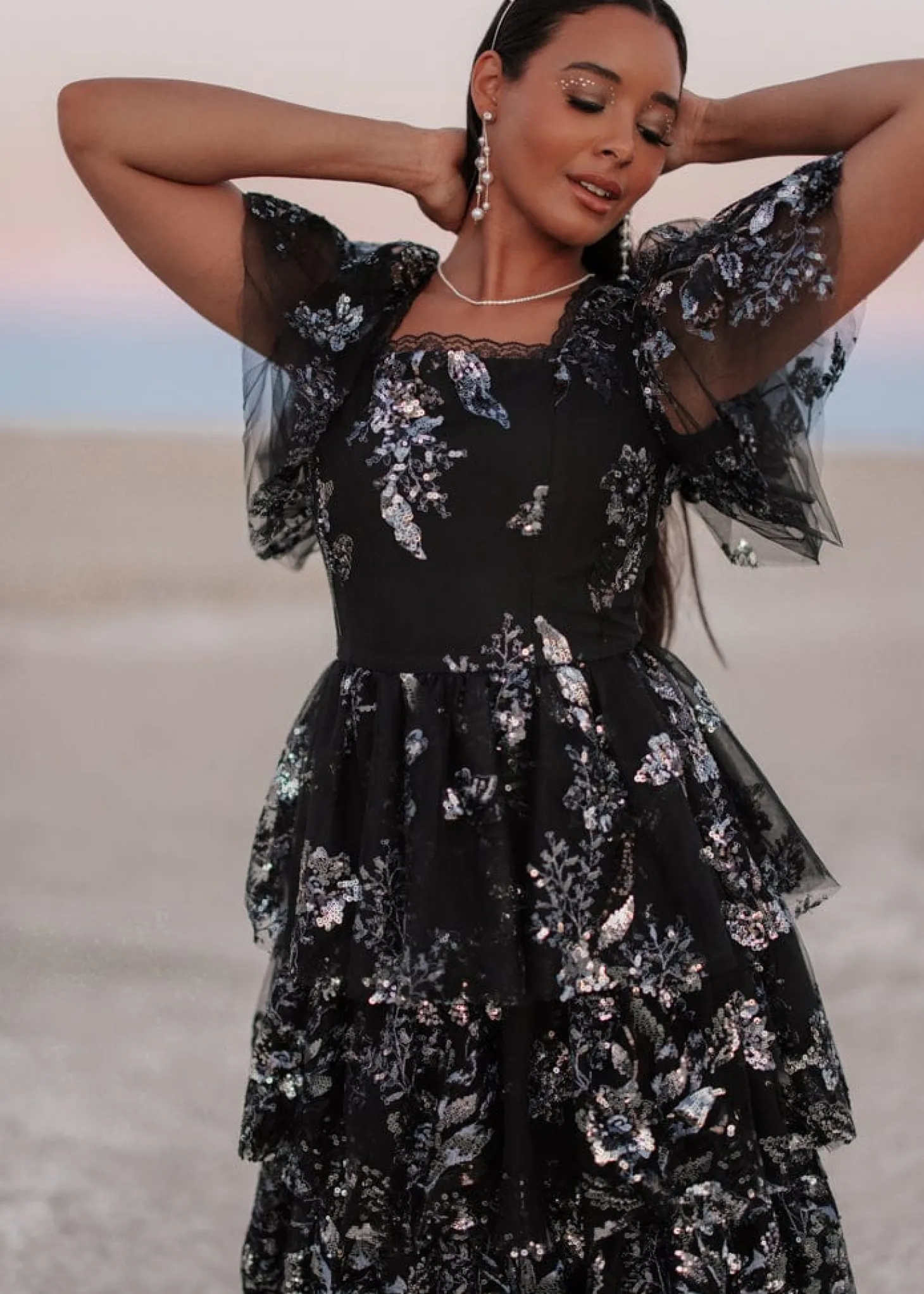 JessaKae Celestial Collection|Holiday Dresses*Selena Dress BlackShimmer